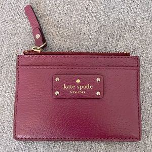 Kate Spade Zip-Top Card Coin Holder in Deep Plum